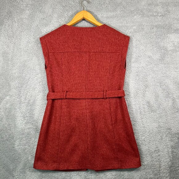 Tabitha Anthropologie Blustery Days Belted Vest Tunic Wool Blend Orange  Size 10 - Picture 3 of 12